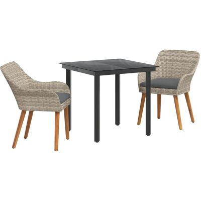 vidaXL Essgruppe 3-Tlg Hellgrau Poly Rattan 3261712 vidaXL Essgruppe 3-Tlg Hellgrau Poly Rattan 3261712