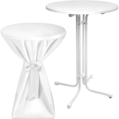 Beautissu Sylt Stehtisch ø 70cm Weiß mit Premium Stehtischhusse ø 70cm Weiß Beautissu Sylt Stehtisch ø 70cm Weiß mit Premium Stehtischhusse ø 70cm Weiß