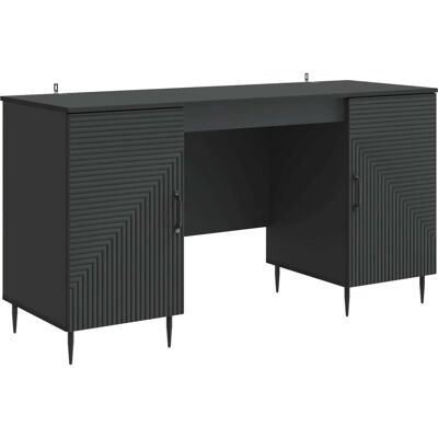 vidaXL Schreibtisch mit Regal Schwarz 142,5 x 50 x 75 cm Holzwerkstoff 3414604 vidaXL Schreibtisch mit Regal Schwarz 142,5 x 50 x 75 cm Holzwerkstoff 3414604