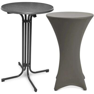 Beautissu Bellini Stehtisch ø 80cm Grau mit Stella Stehtischhusse ø 80cm Anthrazit Beautissu Bellini Stehtisch ø 80cm Grau mit Stella Stehtischhusse ø 80cm Anthrazit