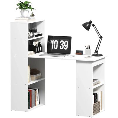 HOMCOM Schreibtisch mit Regal Laptoptisch Büroregal Weiß 120 x 55 x 120 cm HOMCOM Schreibtisch mit Regal Laptoptisch Büroregal Weiß 120 x 55 x 120 cm