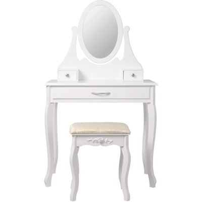ML-Design Schminktisch Weiß mit Spiegel Hocker 3 Schubladen 75x140x40 cm aus MDF ML-Design Schminktisch Weiß mit Spiegel Hocker 3 Schubladen 75x140x40 cm aus MDF