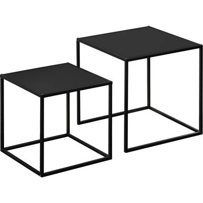 HOMCOM 2er-Set Couchtisch Eckiger aus Stahlgestell bis 10 kg Belastbar Schwarz HOMCOM 2er-Set Couchtisch Eckiger aus Stahlgestell bis 10 kg Belastbar Schwarz