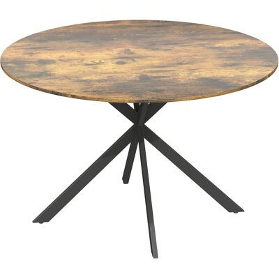 HOMCOM Dining Table Spanplatte Stahl 120L x 120B x 75H cm Rustikal-Braun HOMCOM Dining Table Spanplatte Stahl 120L x 120B x 75H cm Rustikal-Braun