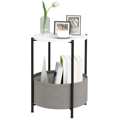 HOMCOM Beistelltisch Spanplatte Stahl Weiß Grau 44L x 44B x 56H cm HOMCOM Beistelltisch Spanplatte Stahl Weiß Grau 44L x 44B x 56H cm