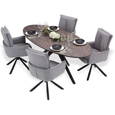 Homestyle4u Essgruppe mit 4 Stühlen Drehbar Esstisch Oval 3006 Homestyle4u Essgruppe mit 4 Stühlen Drehbar Esstisch Oval 3006