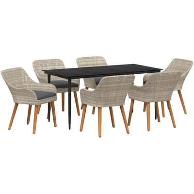 vidaXL Essgruppe 7-Tlg Hellgrau Poly Rattan 3261709 vidaXL Essgruppe 7-Tlg Hellgrau Poly Rattan 3261709