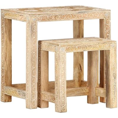 vidaXL Massives Mangoholz 2er Beistelltisch-Set - Rustikal vidaXL Massives Mangoholz 2er Beistelltisch-Set - Rustikal