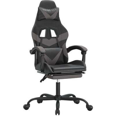 vidaXL Gaming-Stuhl mit Fußstütze Schwarz und Grau Kunstleder 3143858 vidaXL Gaming-Stuhl mit Fußstütze Schwarz und Grau Kunstleder 3143858