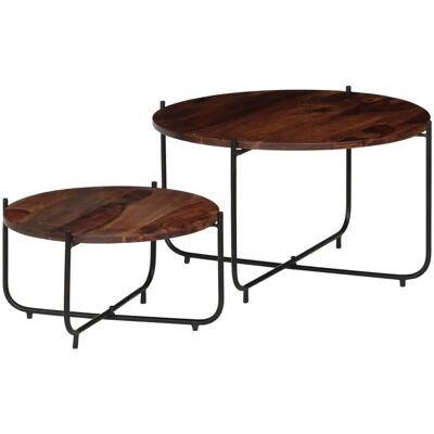 vidaXL Set aus 2 Massivholztischen - Couchtische vidaXL Set aus 2 Massivholztischen - Couchtische