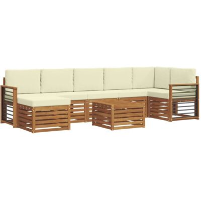 vidaXL Sofagarnituren 8 Tlg Natur und Creme Massivholz Akazie 3375220 vidaXL Sofagarnituren 8 Tlg Natur und Creme Massivholz Akazie 3375220