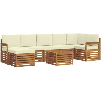 vidaXL Sofagarnituren 8 Tlg Natur und Creme Massivholz Akazie 3375195 vidaXL Sofagarnituren 8 Tlg Natur und Creme Massivholz Akazie 3375195