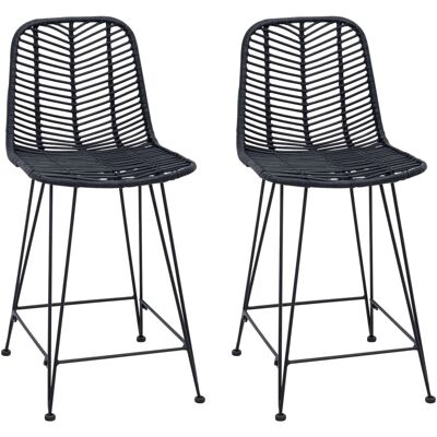 vidaXL Barstuhl 2 Stk Schwarz 44,5 x 54,5 x 97,5 cm Rattan und Eisen 42011548 vidaXL Barstuhl 2 Stk Schwarz 44,5 x 54,5 x 97,5 cm Rattan und Eisen 42011548