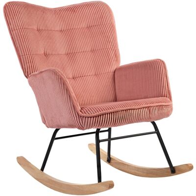 HOMCOM Schaukelstuhl Kord 100% Polyester Buchenholz Stahl Schaumstoff Rosa HOMCOM Schaukelstuhl Kord 100% Polyester Buchenholz Stahl Schaumstoff Rosa