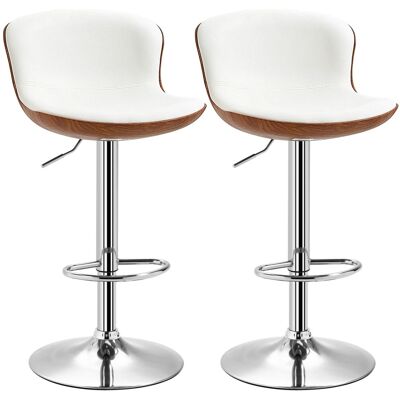HOMCOM Barstool Kunstleder Metall 50L x 46B x 85-106H cm Cremeweiß+Silber HOMCOM Barstool Kunstleder Metall 50L x 46B x 85-106H cm Cremeweiß+Silber
