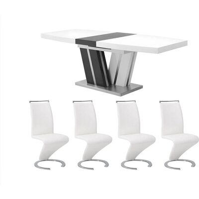 Vente-unique Essgruppe Noami Anthrazitgrau Weiß 220 cm 180 cm Vente-unique Essgruppe Noami Anthrazitgrau Weiß 220 cm 180 cm