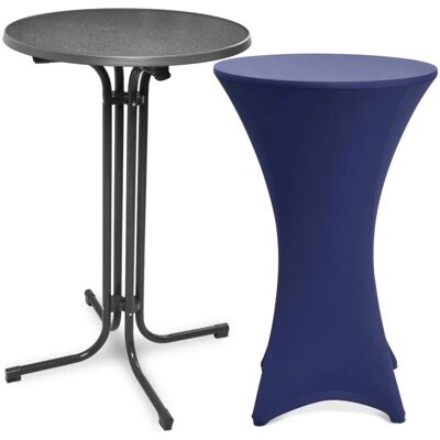 Beautissu Bellini Stehtisch ø 80cm Grau mit Stella Stehtischhusse ø 80cm Blau Beautissu Bellini Stehtisch ø 80cm Grau mit Stella Stehtischhusse ø 80cm Blau