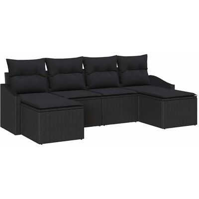 vidaXL Garten Essgruppe mit Kissen mit Speicher 6-Tlg Schwarz 3355502 vidaXL Garten Essgruppe mit Kissen mit Speicher 6-Tlg Schwarz 3355502