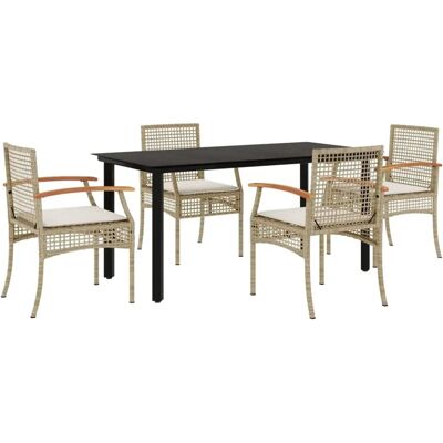 VIDAXL 5-teiliges Gartenmöbelset - Langlebiges PE Rattan, Mit Kissen VIDAXL 5-teiliges Gartenmöbelset - Langlebiges PE Rattan, Mit Kissen
