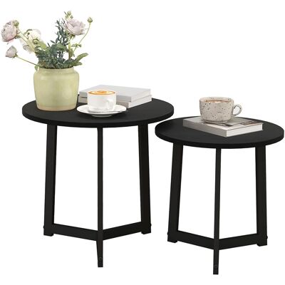 HOMCOM Couchtisch Set Couchtisch MDF Stahl Schwarz Ø48 x 45H cm HOMCOM Couchtisch Set Couchtisch MDF Stahl Schwarz Ø48 x 45H cm