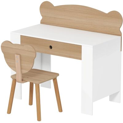 AIYAPLAY Kinderschreibtisch Set mit Tischplatte und Schublade Naturholz+Weiß AIYAPLAY Kinderschreibtisch Set mit Tischplatte und Schublade Naturholz+Weiß