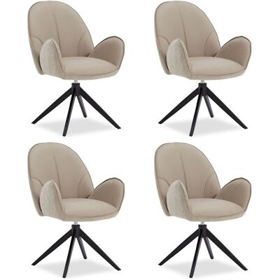 Homestyle4u Polsterstuhl 4er Set Bouclé Leder Beige Drehbar 3073 Homestyle4u Polsterstuhl 4er Set Bouclé Leder Beige Drehbar 3073