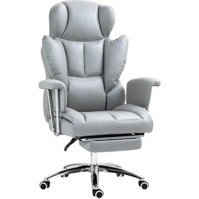 HOMCOM Bürostuhl Mikrofaserstoff Schaumstoff Hellgrau 74L x 65B x 120-128H cm HOMCOM Bürostuhl Mikrofaserstoff Schaumstoff Hellgrau 74L x 65B x 120-128H cm