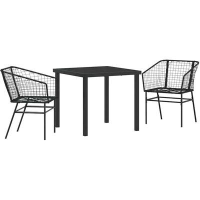 Vidaxl Garten Esstisch-Set - Schwarz Poliratán - Modernes Outdoor-Mobiliar Vidaxl Garten Esstisch-Set - Schwarz Poliratán - Modernes Outdoor-Mobiliar
