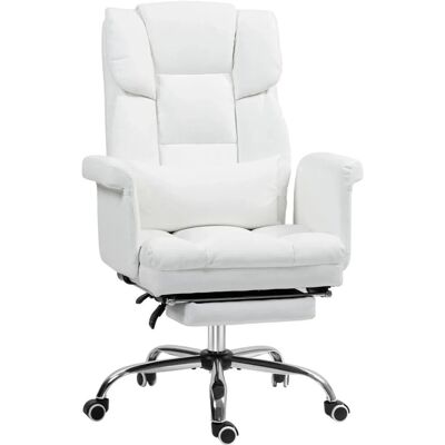 HOMCOM Bürostuhl mit Liegefunktion Kunstleder Weiß 69L x 65B x 107-115H cm HOMCOM Bürostuhl mit Liegefunktion Kunstleder Weiß 69L x 65B x 107-115H cm