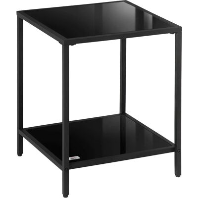 HOMCOM Beistelltisch Hartglas Stahl Schwarz 40L x 40B x 50H cm HOMCOM Beistelltisch Hartglas Stahl Schwarz 40L x 40B x 50H cm