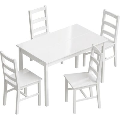HOMCOM Essgruppe Kiefernholz 118L x 73B x 75H cm Weiß HOMCOM Essgruppe Kiefernholz 118L x 73B x 75H cm Weiß