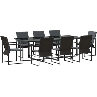 vidaXL Garten Essgruppe 9-Tlg Schwarz Stahl 3335860 vidaXL Garten Essgruppe 9-Tlg Schwarz Stahl 3335860