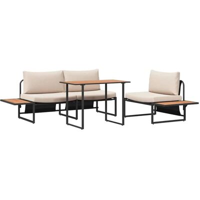 vidaXL Set aus 2 Taupe Pulverbeschichteter Stahl Mittel Gartentischset Taupe - Gartenmöbel vidaXL Set aus 2 Taupe Pulverbeschichteter Stahl Mittel Gartentischset Taupe - Gartenmöbel