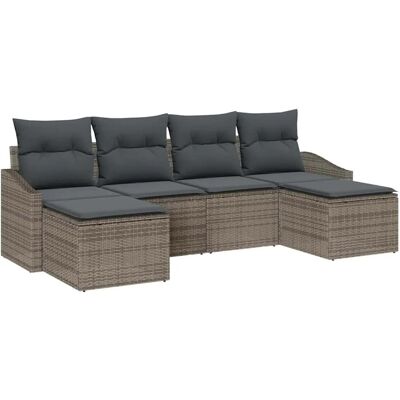 vidaXL Garten Essgruppe mit Kissen mit Speicher 6-Tlg Grau 3355498 vidaXL Garten Essgruppe mit Kissen mit Speicher 6-Tlg Grau 3355498