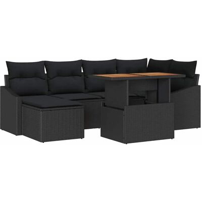 Vidaxl Gartensofa-Set - Modernes Schwarz Rattan - 7 Stück Vidaxl Gartensofa-Set - Modernes Schwarz Rattan - 7 Stück