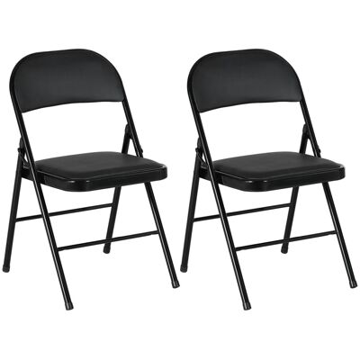 HOMCOM 2er-Set Klappstühle Tragbar mit Kissen Stahlbeine Kunstleder HOMCOM 2er-Set Klappstühle Tragbar mit Kissen Stahlbeine Kunstleder