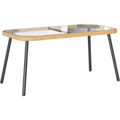 vidaXL Braune, Schwarze, Transparente PE Rattan Glas Stahl Couchtisch - Couchtisch vidaXL Braune, Schwarze, Transparente PE Rattan Glas Stahl Couchtisch - Couchtisch