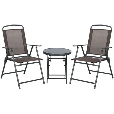 Furnicato Bistro-set 3-teilig Metall Wetterfest Klappbar Braun Furnicato Bistro-set 3-teilig Metall Wetterfest Klappbar Braun