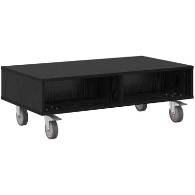 vidaXL Beistelltisch mit Rädern Schwarz Eichen-Optik 90 x 50 x 30 cm 891017 vidaXL Beistelltisch mit Rädern Schwarz Eichen-Optik 90 x 50 x 30 cm 891017