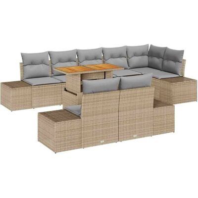 Beiges Garten Esstisch-Set - 9 Teile, Wetterbeständig, Für 8 Personen Beiges Garten Esstisch-Set - 9 Teile, Wetterbeständig, Für 8 Personen