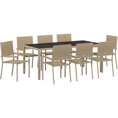 vidaXL Garten Essgruppe 9-Tlg Beige Poly-Rattan 3365401 vidaXL Garten Essgruppe 9-Tlg Beige Poly-Rattan 3365401