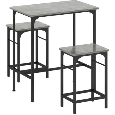 HOMCOM Bartisch Set Bartisch mit Barhocker-Set Esstisch für Esszimmer Küche Grau HOMCOM Bartisch Set Bartisch mit Barhocker-Set Esstisch für Esszimmer Küche Grau