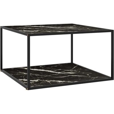 vidaXL Couchtisch Schwarz mit Schwarzem Glas Marmor-Optik 90x90x50 cm 322914 vidaXL Couchtisch Schwarz mit Schwarzem Glas Marmor-Optik 90x90x50 cm 322914
