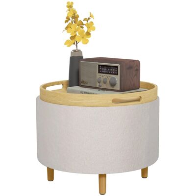 HOMCOM Sitzhocker Ottomane mit Stauraum Rund Klappdeckel Weiß Ø56 x 42 cm HOMCOM Sitzhocker Ottomane mit Stauraum Rund Klappdeckel Weiß Ø56 x 42 cm