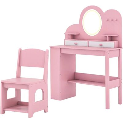 Costway Kinder Schminktisch mit Led & 3 Farbigen Spiegel Rosa Costway Kinder Schminktisch mit Led & 3 Farbigen Spiegel Rosa
