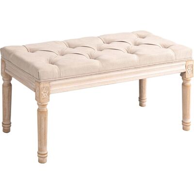 HOMCOM Sitzbank Vintage mit Knöpfen Leinenoptik 80 x 40 x 43 cm Beige HOMCOM Sitzbank Vintage mit Knöpfen Leinenoptik 80 x 40 x 43 cm Beige