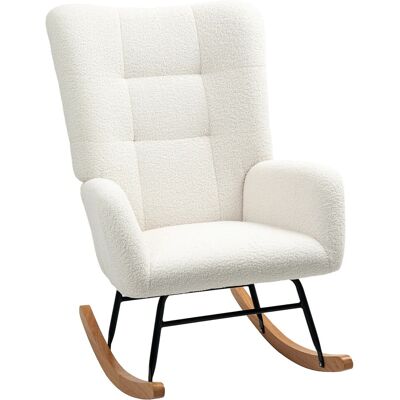 HOMCOM Schaukelstuhl Teddysamt Cremeweiß 94L x 70B x 100H cm HOMCOM Schaukelstuhl Teddysamt Cremeweiß 94L x 70B x 100H cm