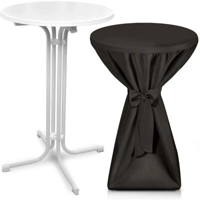 Beautissu Bellini Stehtisch ø 80cm Weiß mit Premium Stehtischhusse ø 80cm Schwarz Beautissu Bellini Stehtisch ø 80cm Weiß mit Premium Stehtischhusse ø 80cm Schwarz