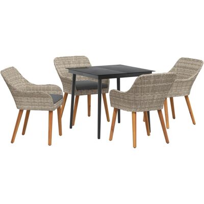 vidaXL Essgruppe 5-Tlg Hellgrau Poly Rattan 3261706 vidaXL Essgruppe 5-Tlg Hellgrau Poly Rattan 3261706
