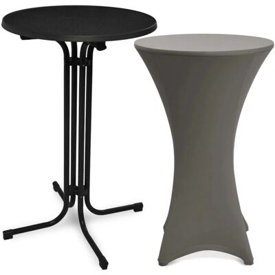 Beautissu Bellini Stehtisch ø 60cm Schwarz mit Stella Stehtischhusse ø 60cm Anthrazit Beautissu Bellini Stehtisch ø 60cm Schwarz mit Stella Stehtischhusse ø 60cm Anthrazit